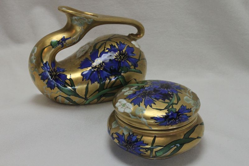 Ernst Wahliss Art Nouveau trinket box and decorative jug