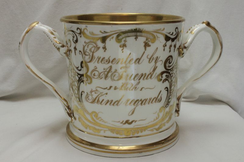 Large gilded loving cup possibly by Coalport