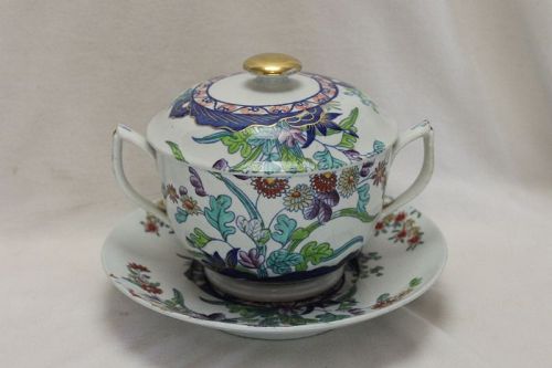 Spode lidded broth bowl on stand pattern 2117