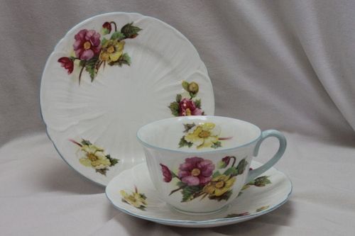 Shelley cup saucer and plate Oleander shape pattern 13427