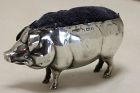Large sterling silver pig pincushion Birmingham 1906