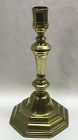 Early 18th Century French Octagonal Base Brass Candlestick, Ca. 1720
