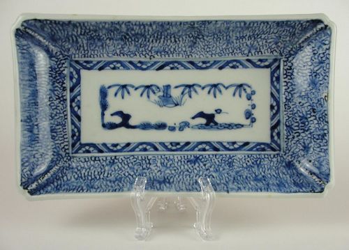 Blue and White Japanese Porcelain Nagazara (Long Dish), Early 19th C.