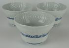 Set of 3 Molded Blue & White Japanese Porcelain Bowls, Circa 1740-70