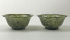 Pair of Lovely Spinach Jade Bowls, Likely Republic Period Circa 1920s