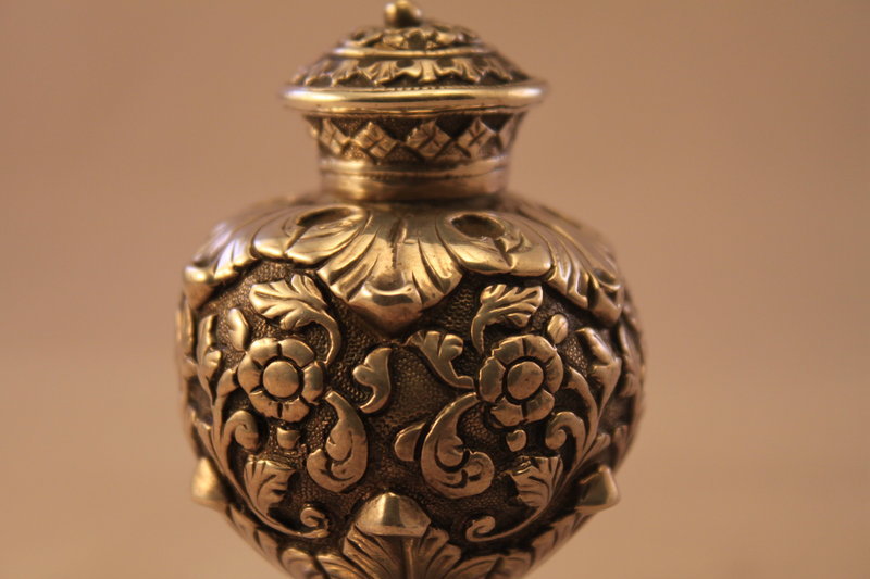 Antique European Repousse Silver Salt Shaker, 19th C.