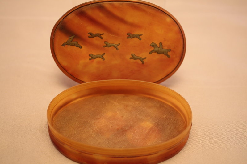 Two Antique Horn Tobacco, Snuff Box, 19th C.