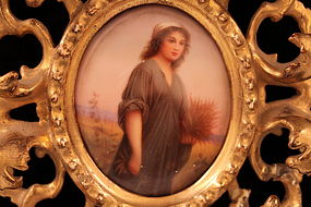 Antique German Hand Painted Porcelain Plaque of RUTH