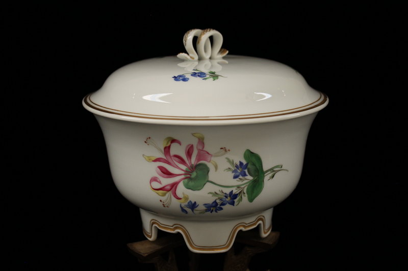 Meissen Floral Painted Porcelain Jar and Cover.