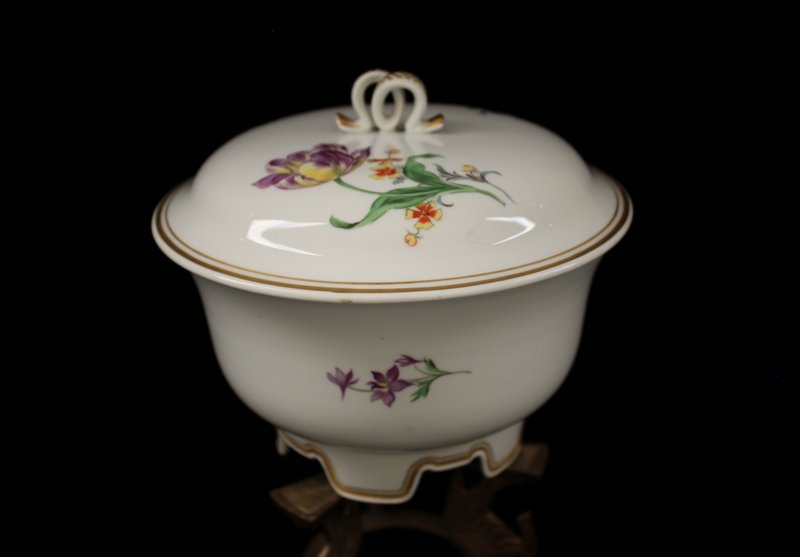 Meissen Floral Painted Porcelain Jar and Cover.