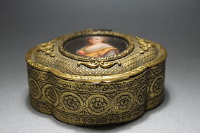 Antique French Gilt Bronze Dresser Box, 19th C.