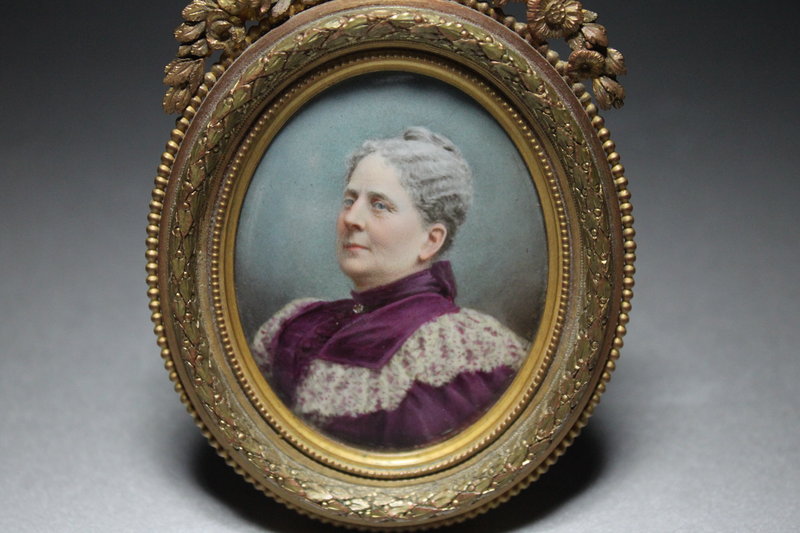 Antique Miniature Portrait Painting, 19th C.