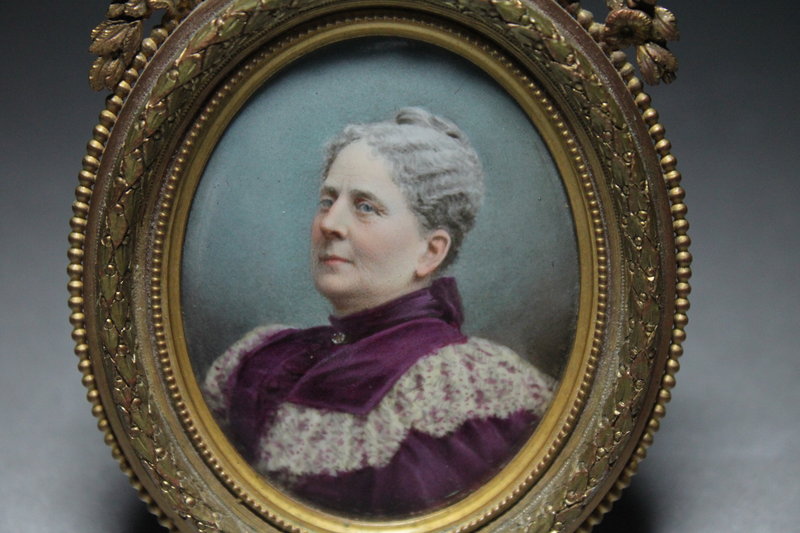 Antique Miniature Portrait Painting, 19th C.