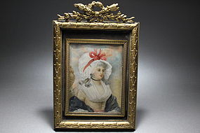 English Portrait Miniature of Georgiana, J Cazel