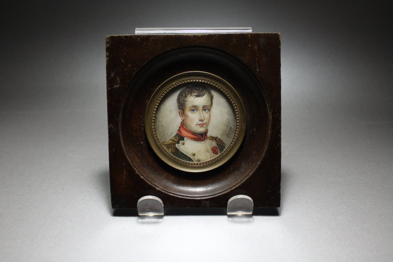 Antique Miniature Portrait Painting of Young Napoleon.