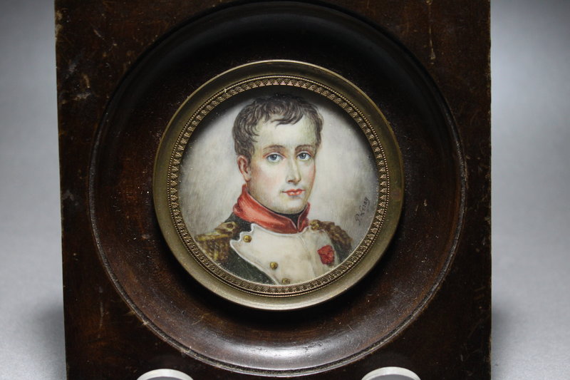 Antique Miniature Portrait Painting of Young Napoleon.