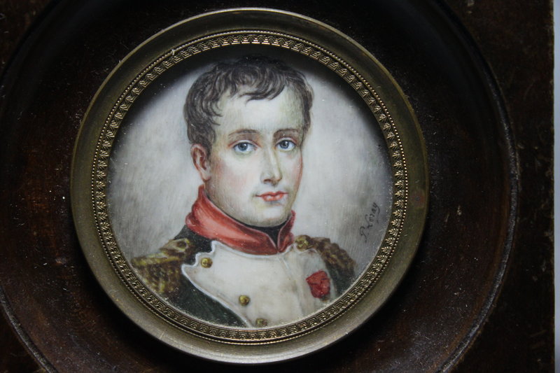 Antique Miniature Portrait Painting of Young Napoleon.