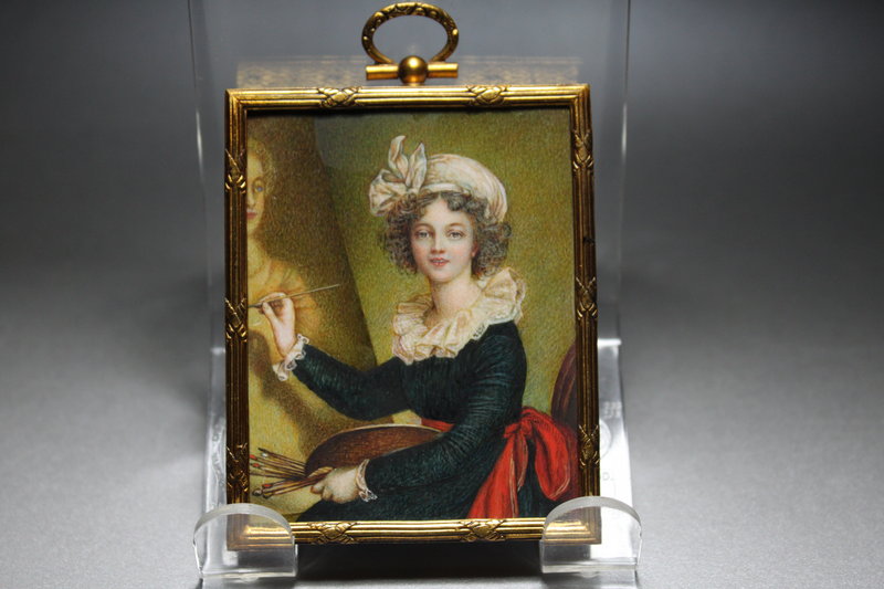 Antique Miniature Portrait Painting of Madame Lebrun,