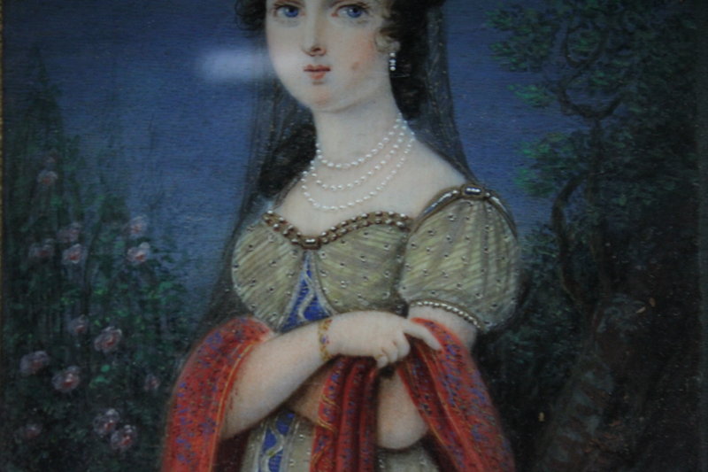 Superb Antique Continental Miniature Portrait Painting. 19th C.