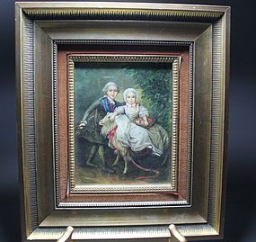 Superb French Miniature Portrait Painting. 19th C.