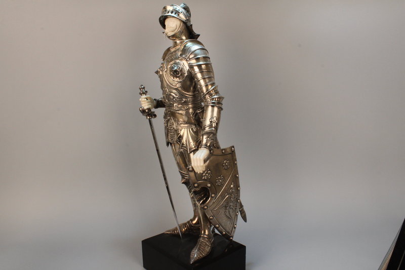 Elegant German Silver and Ivory Figure of a Knight