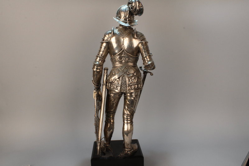 Elegant German Silver and Ivory Figure of a Knight