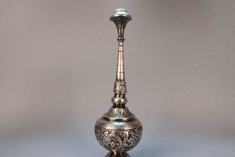 Tall Persian silver Rosewater Spice Tower, Early 20th C