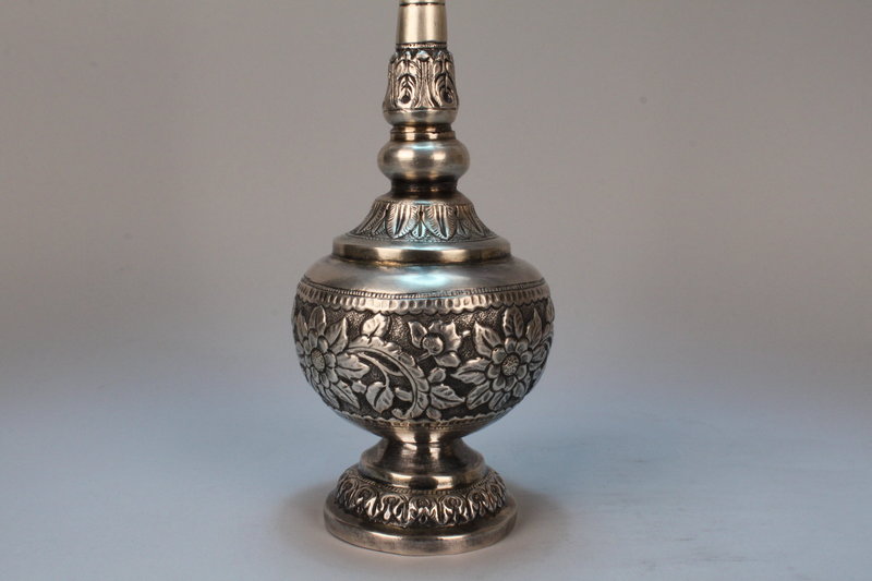 Tall Persian silver Rosewater Spice Tower, Early 20th C
