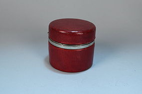 Antique Victorian Leather Travel Inkwell, 19th C.