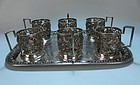 Antique Persian Hand Crafted Repousse Silver Set.