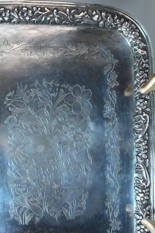 Antique Persian Hand Crafted Repousse Silver Set.