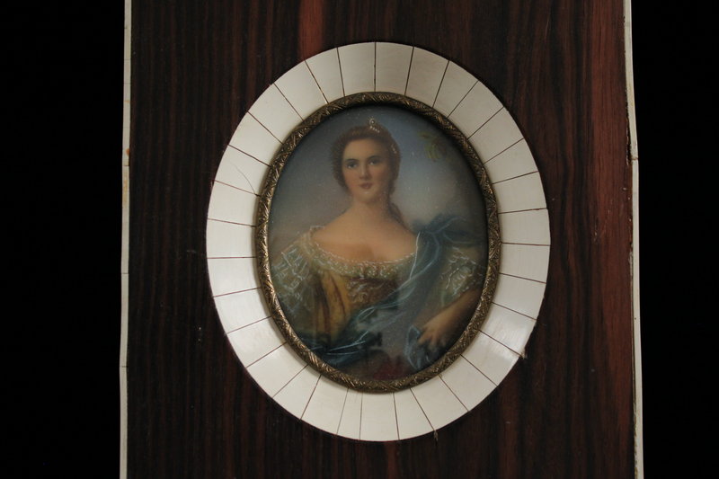 Antique French Miniature Portrait Painting, 19th C.