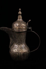 Antique Hand Crafted Indian Silver Tea Pot,19t C.