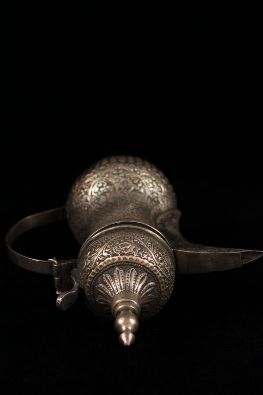 Antique Hand Crafted Indian Silver Tea Pot,19t C.