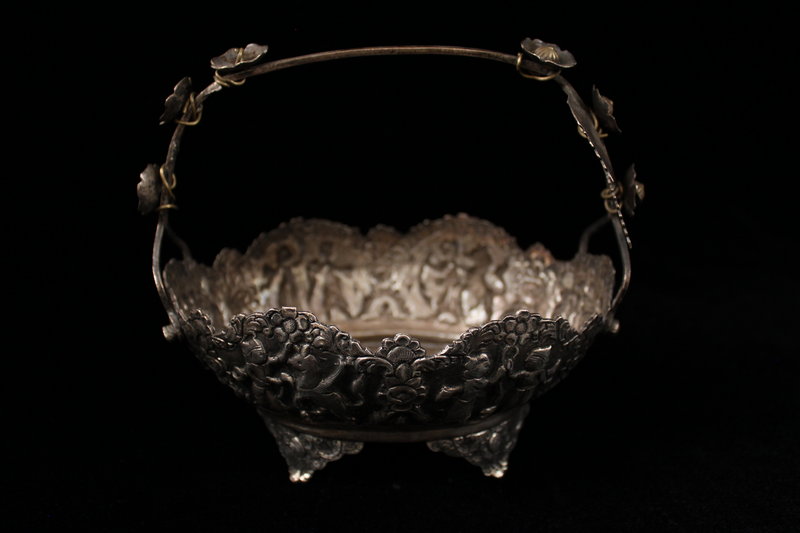 Antique Persian Hand Crafted silver Dish, 19th c.
