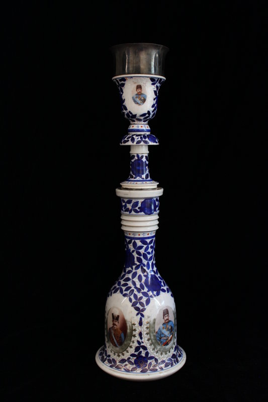 Antique Persian porcelain Hookah, 19th C.