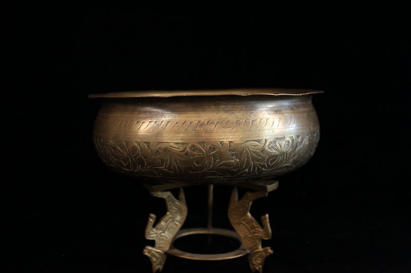 Wonderful Antique Persian Brass Bowl, 19th C.