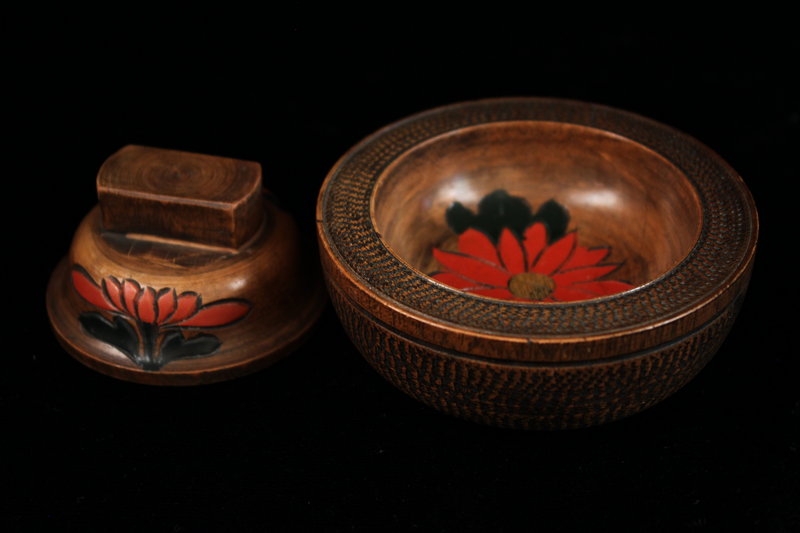 Appealing Old Japanese Wooden Lidded Box and Plate.
