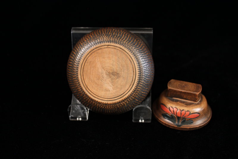 Appealing Old Japanese Wooden Lidded Box and Plate.