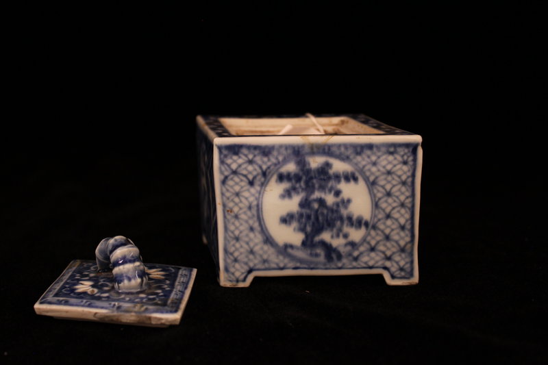 Antique Japanese Seto Ware Tray and Box.