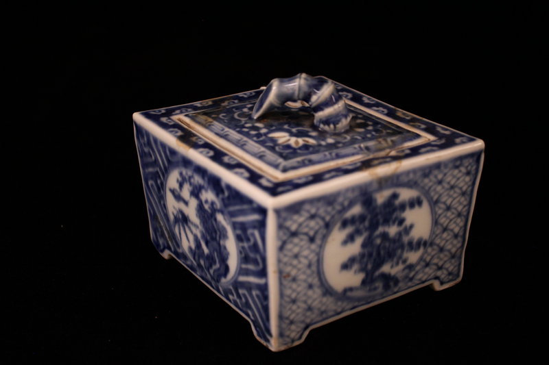 Antique Japanese Seto Ware Tray and Box.