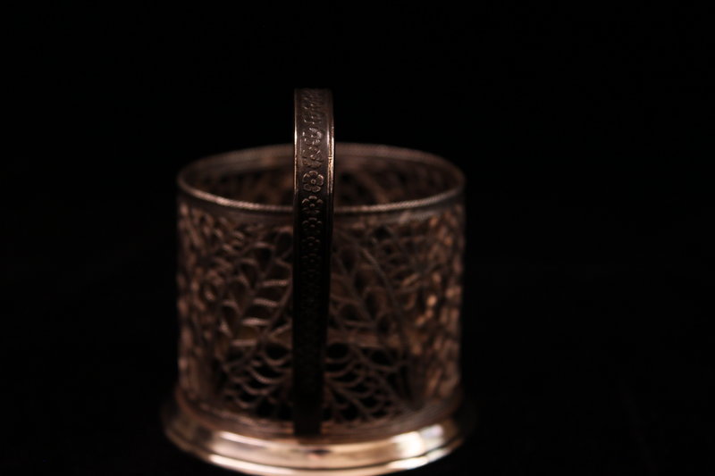 Pair of Persian Silver Filigree Cup Holder.