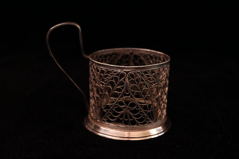 Pair of Persian Silver Filigree Cup Holder.