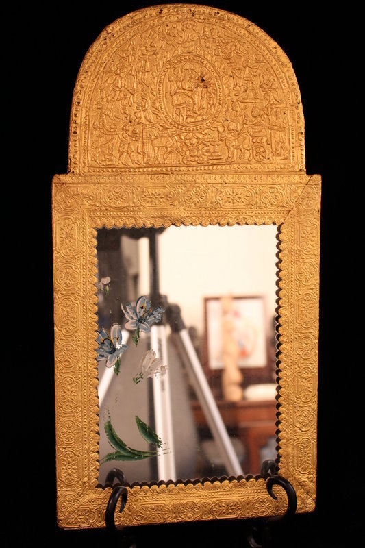 Antique Hand Crafted Persian Gold Mirror, 19th c.