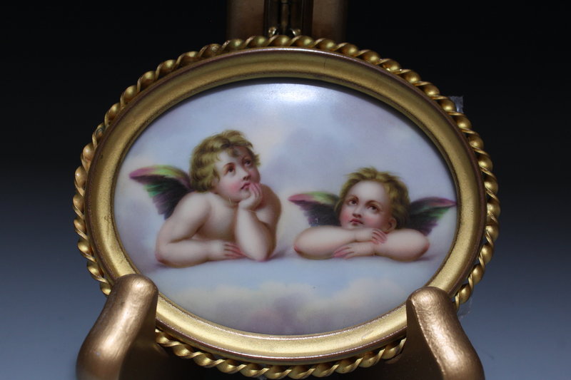 Antique Miniature Portrait on Porcelain, Earl 20th c.