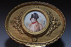 French Bronze Box & Miniature Portrait Painting, 19th C.