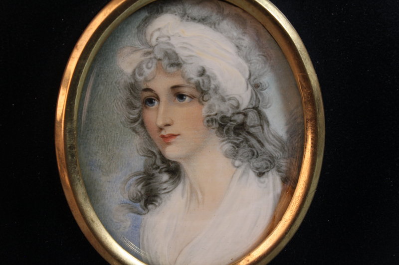 English School (18/19th C.) Miniature Portrait Painting.