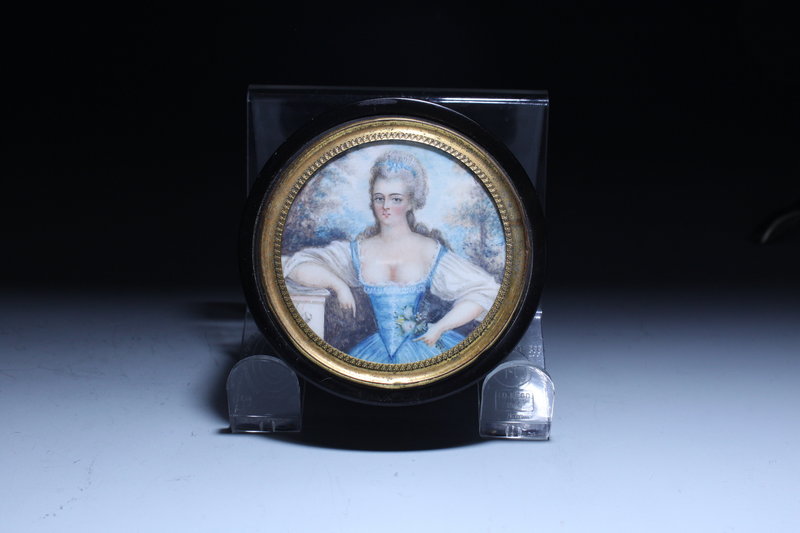 Box w/ Miniature Portrait Painting, 19th C.