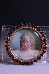 10K Gold Brooch w/ Miniature Portrait Painting.