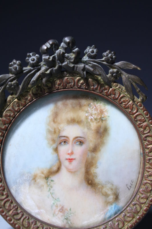 19c French Miniature Portrait Painting.